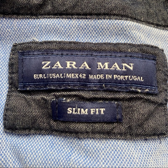 Zara Man light blue button front shirt - Picture 4 of 6